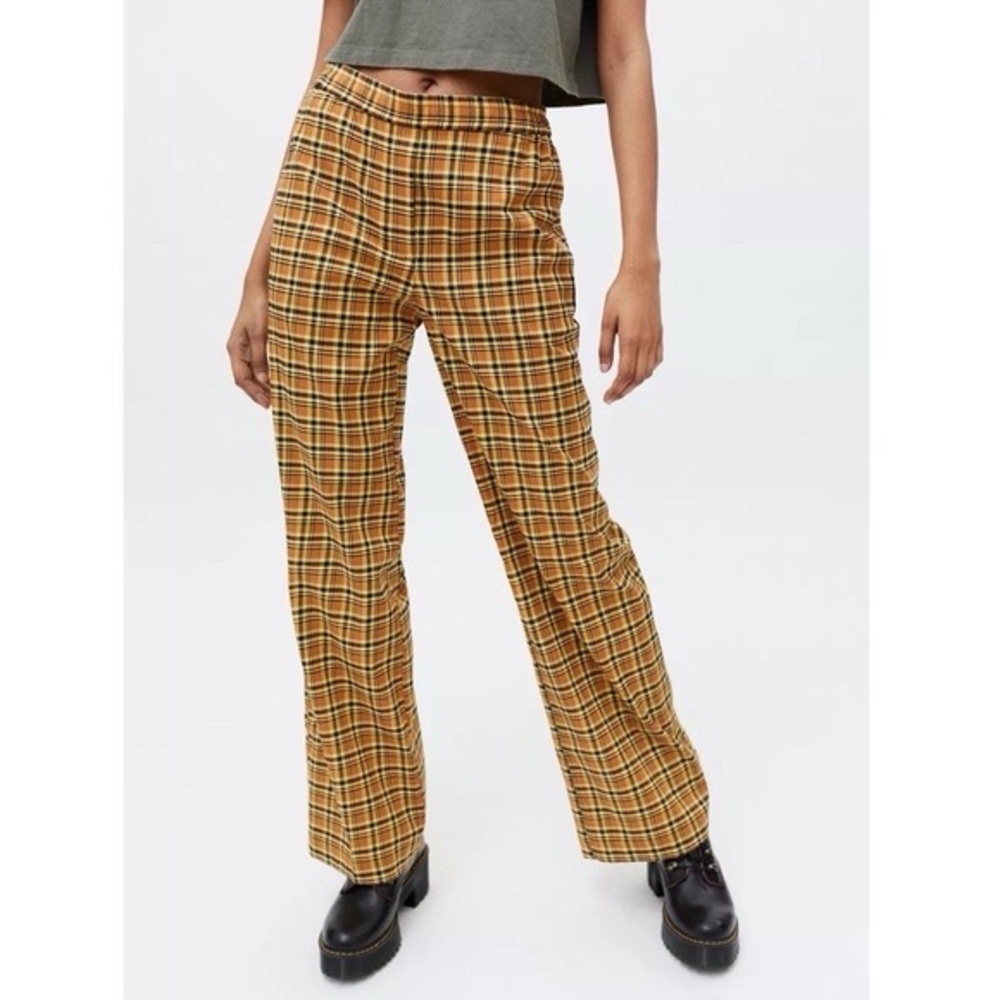 *URBAN OUTFITTERS* Yellow x Orange Plaid Casual Pants Size XS